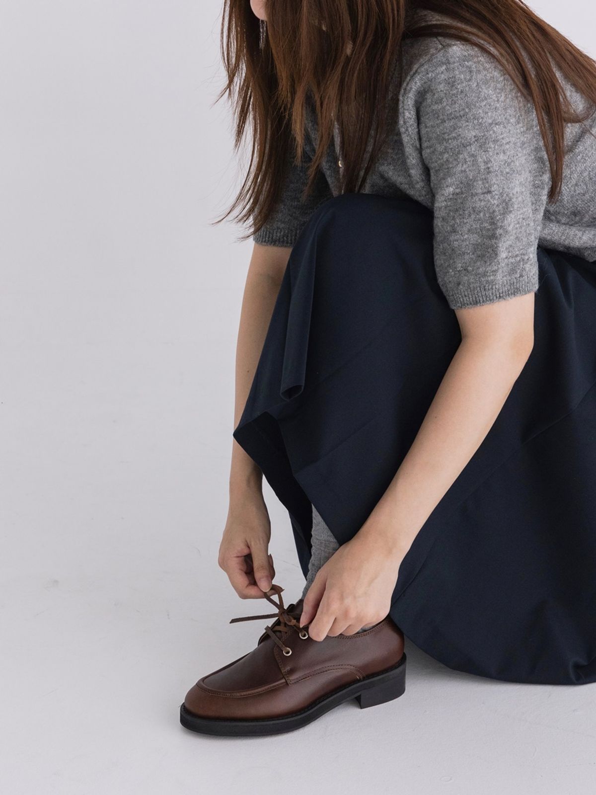 쥬다르(JEU DART) real leather ribbon loafer brown