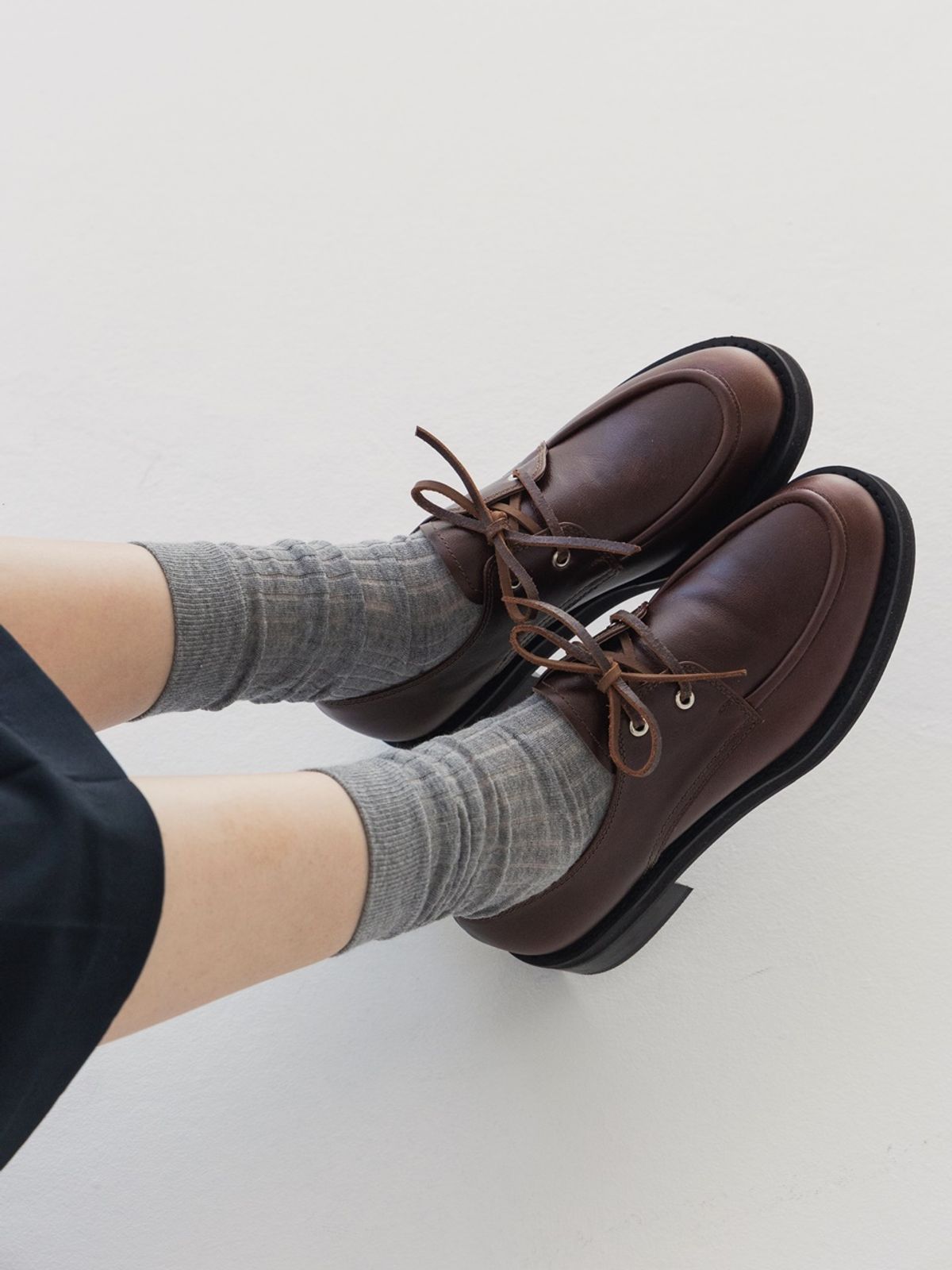 쥬다르(JEU DART) real leather ribbon loafer brown
