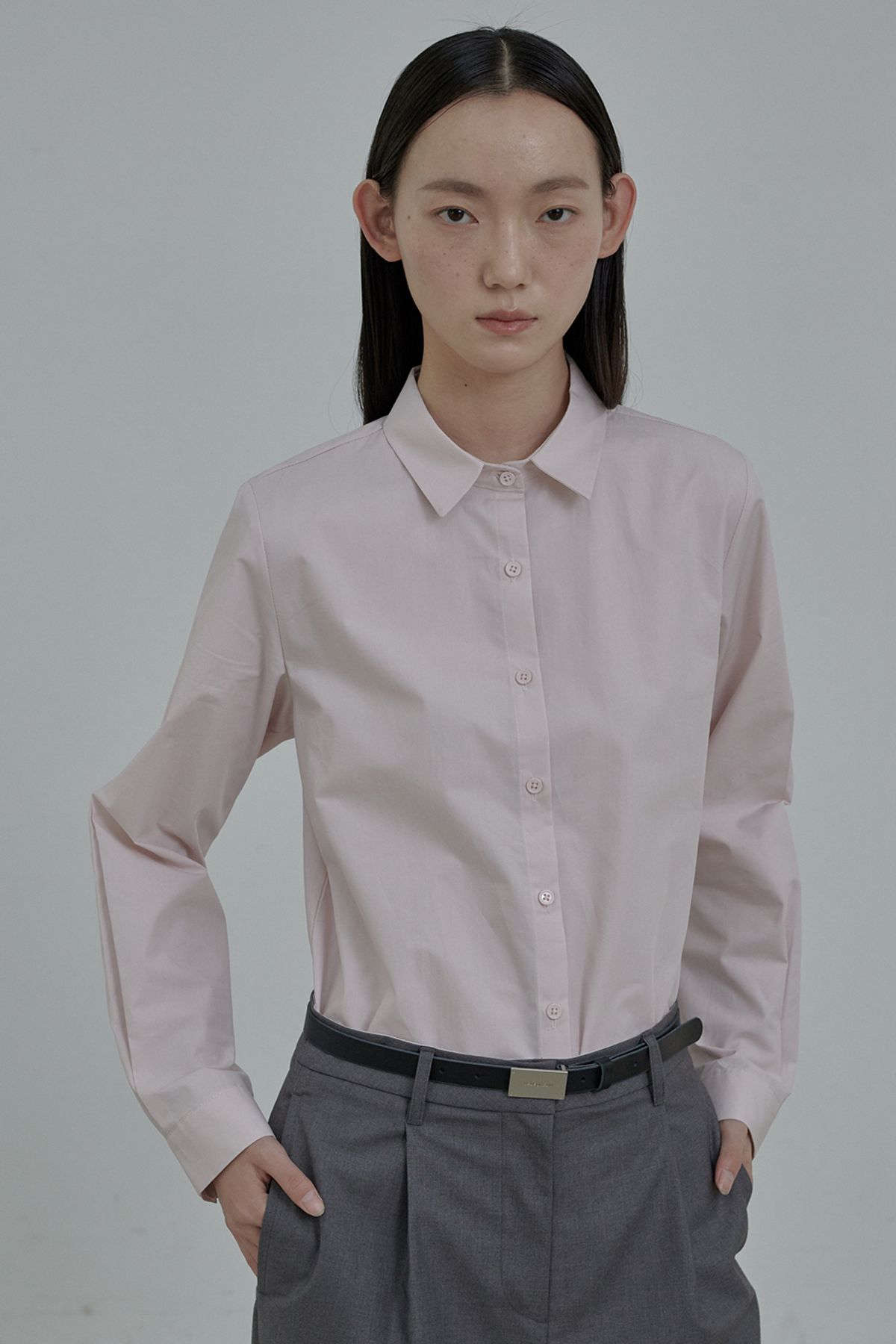 마우솔레움(MAU SOLEUM) Ray Semi Wide Shirt - Dusty Pink