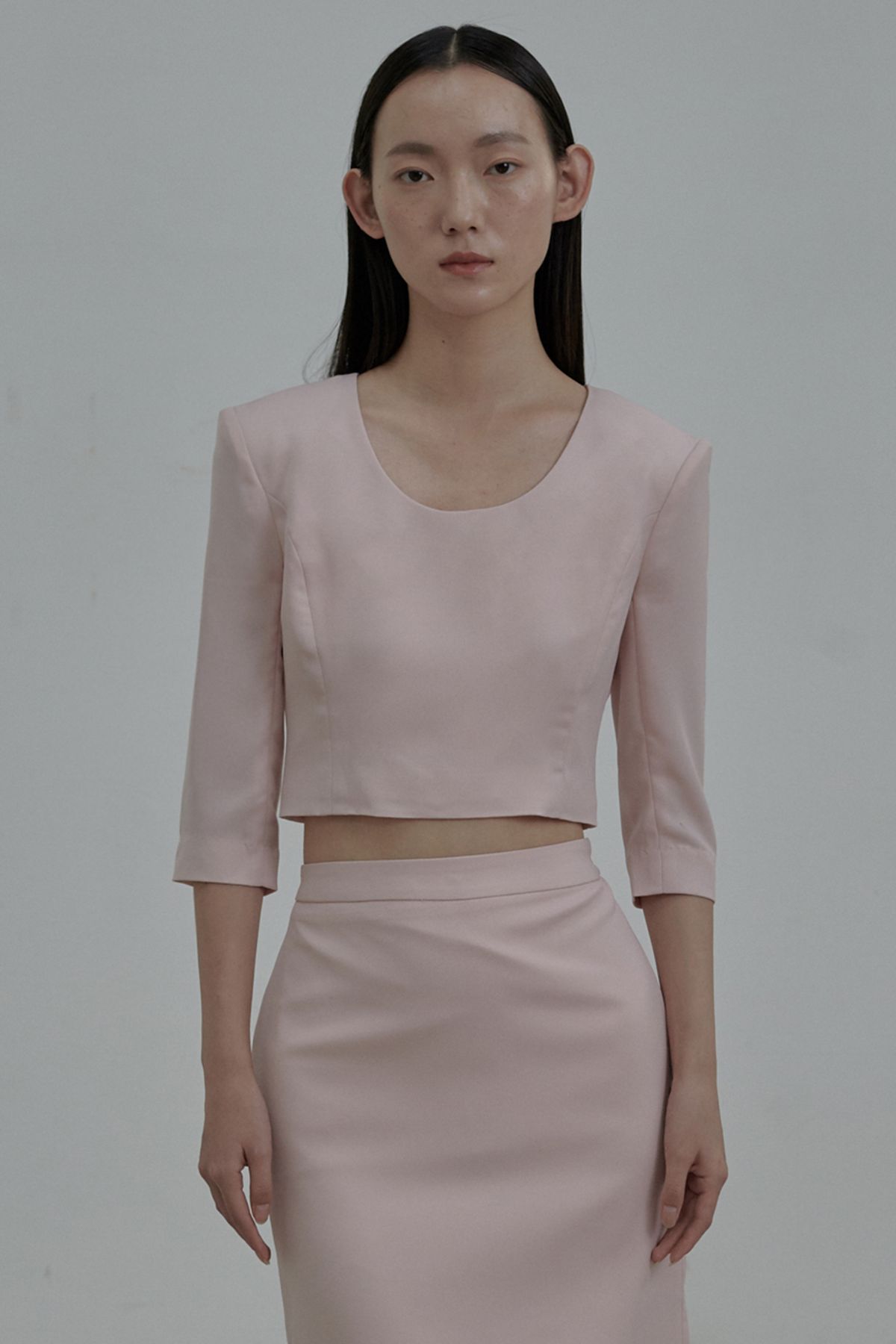 마우솔레움(MAU SOLEUM) Dominic Round Neck Blouse Top - Dusty Pink