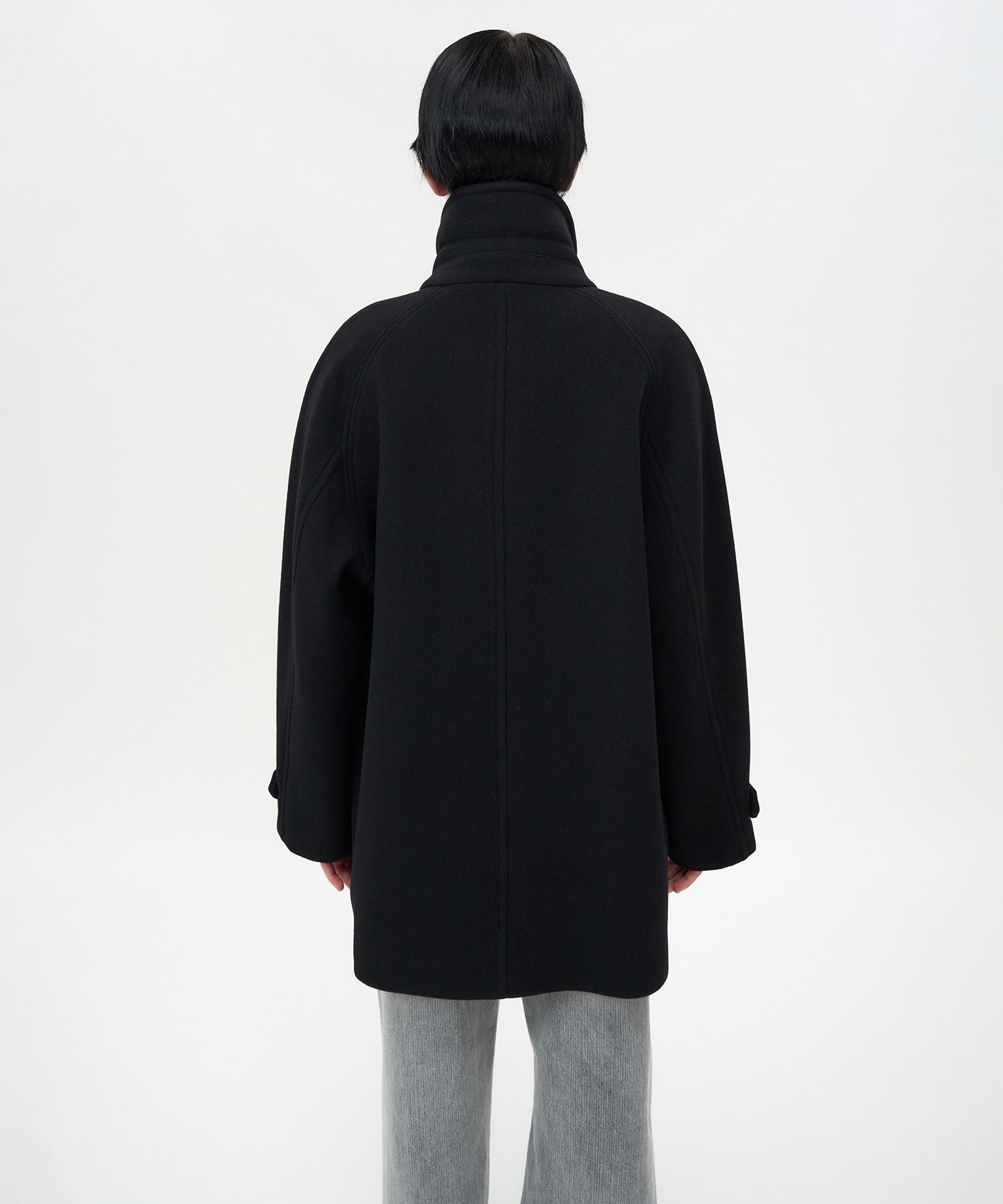 BALMAIN ブラック インバネスコート MUSINSA公式 | INSILENCE WOMEN SOFT HALF BALMAIN COAT BLACK