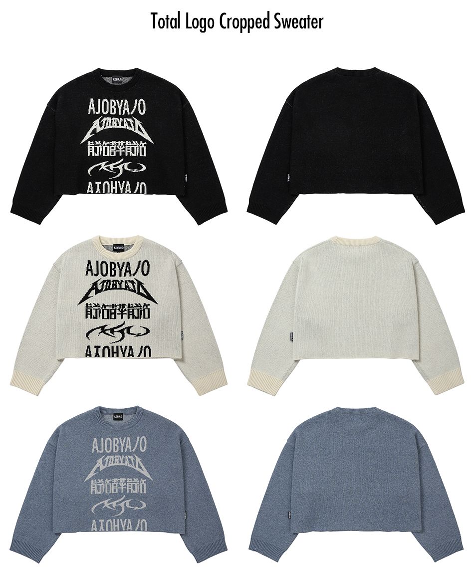 【AJO AJOBYAJO】Total Logo Cropped Sweater AJO AJOBYAJO (アジョ バイ アジョ) - トータルロゴクロップド