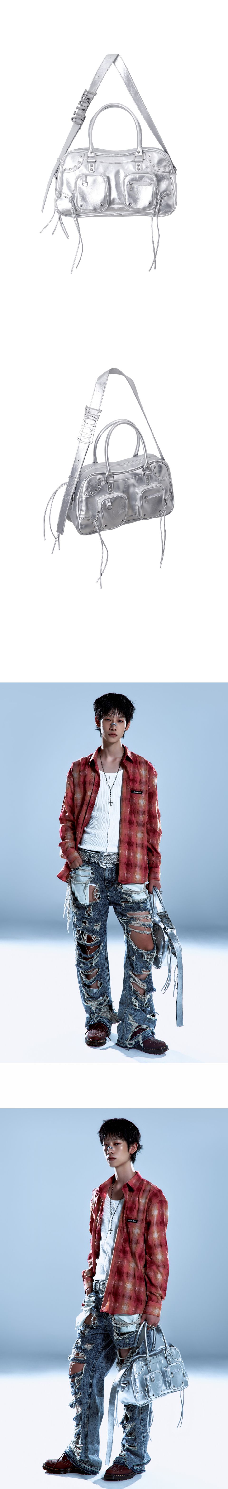 MUSINSA公式 | LECYTO Byron Leather City Bag_[Silver]