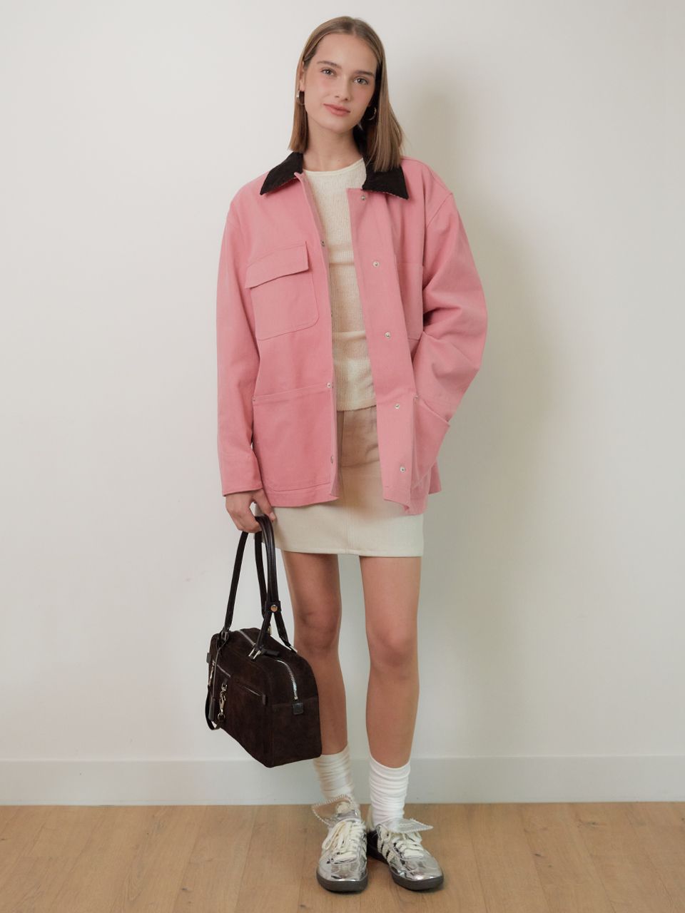 MUSINSA | BEIRUT Signature Button Work Jacket Pink MUSINSA | BEIRUT Signature Button Work Jacket Pink