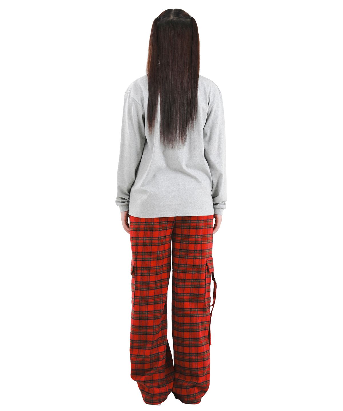 카타르시스(KATHARSIS) 체크 벨트 팬츠 레드 ONE SIZE