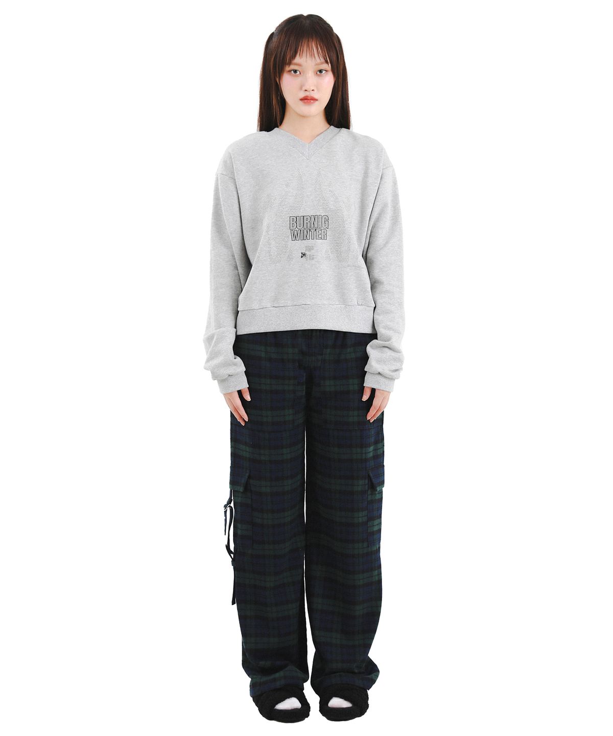카타르시스(KATHARSIS) 체크 벨트 팬츠 그린 ONE SIZE