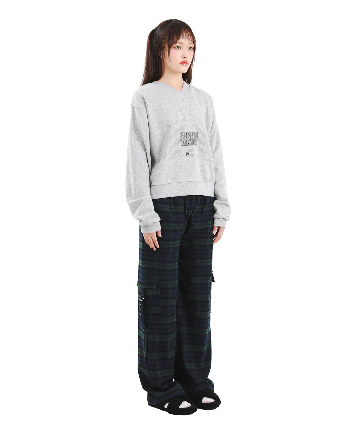 카타르시스(KATHARSIS) 체크 벨트 팬츠 그린 ONE SIZE
