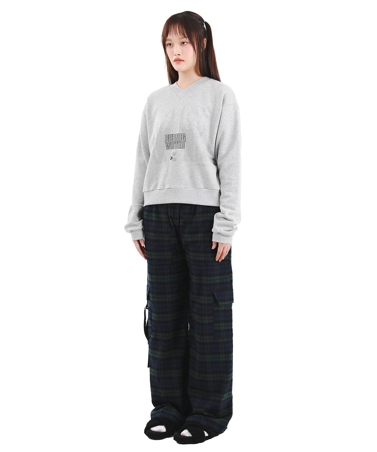 카타르시스(KATHARSIS) 체크 벨트 팬츠 그린 ONE SIZE