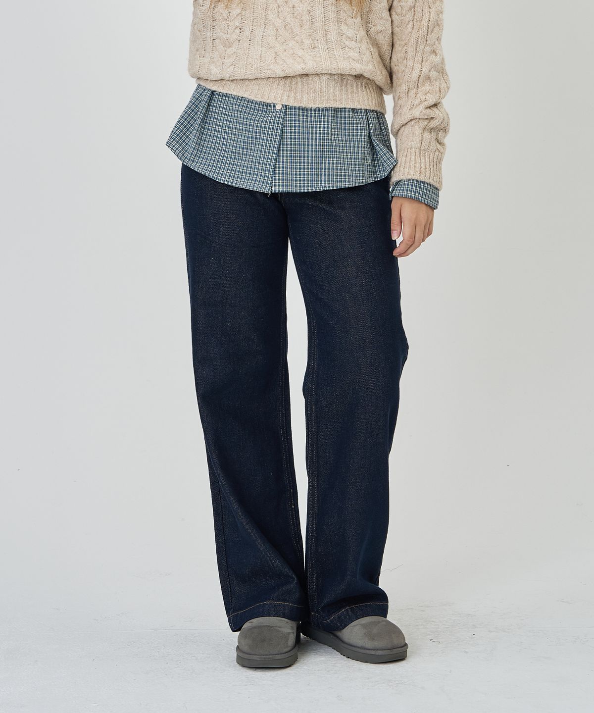 에이본(THE-ABON) 비죠 벨트 포인트 데님 팬츠