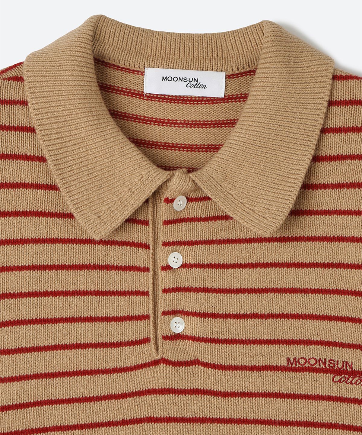 문선 아카이브(MOONSUN ARCHIVE) 02 M.C UNISEX, Stripe Wool Collar Knit / Beige