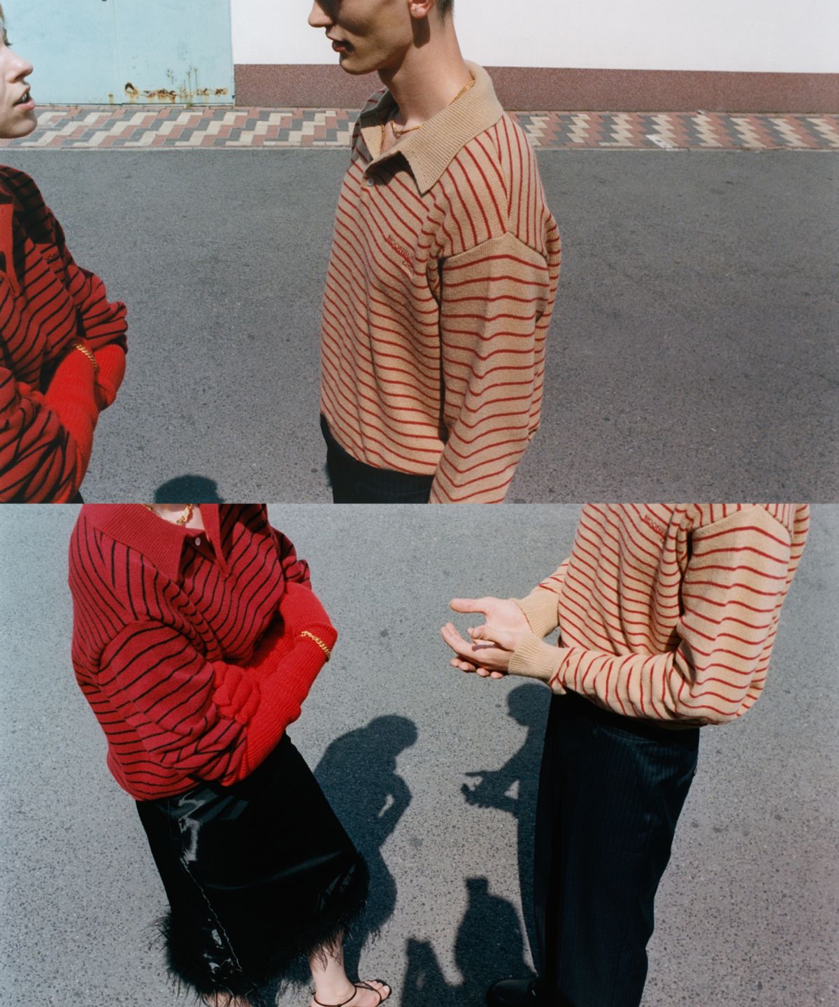 문선 아카이브(MOONSUN ARCHIVE) 02 M.C UNISEX, Stripe Wool Collar Knit / Beige