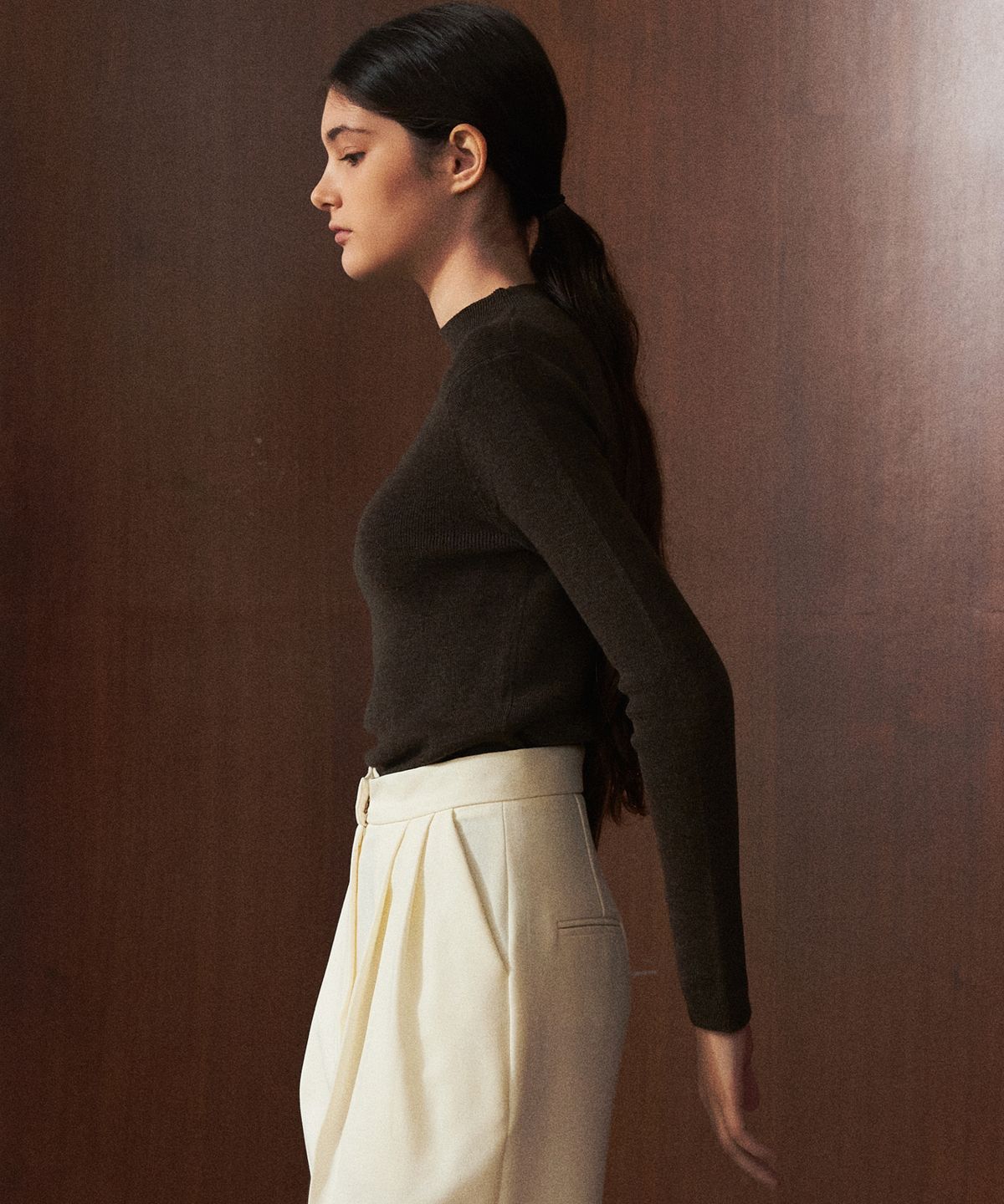 랭5(LANG5) [YANNE] WOOL TURTLENECK KNIT [얀느] 울 터틀넥 니트_브라운
