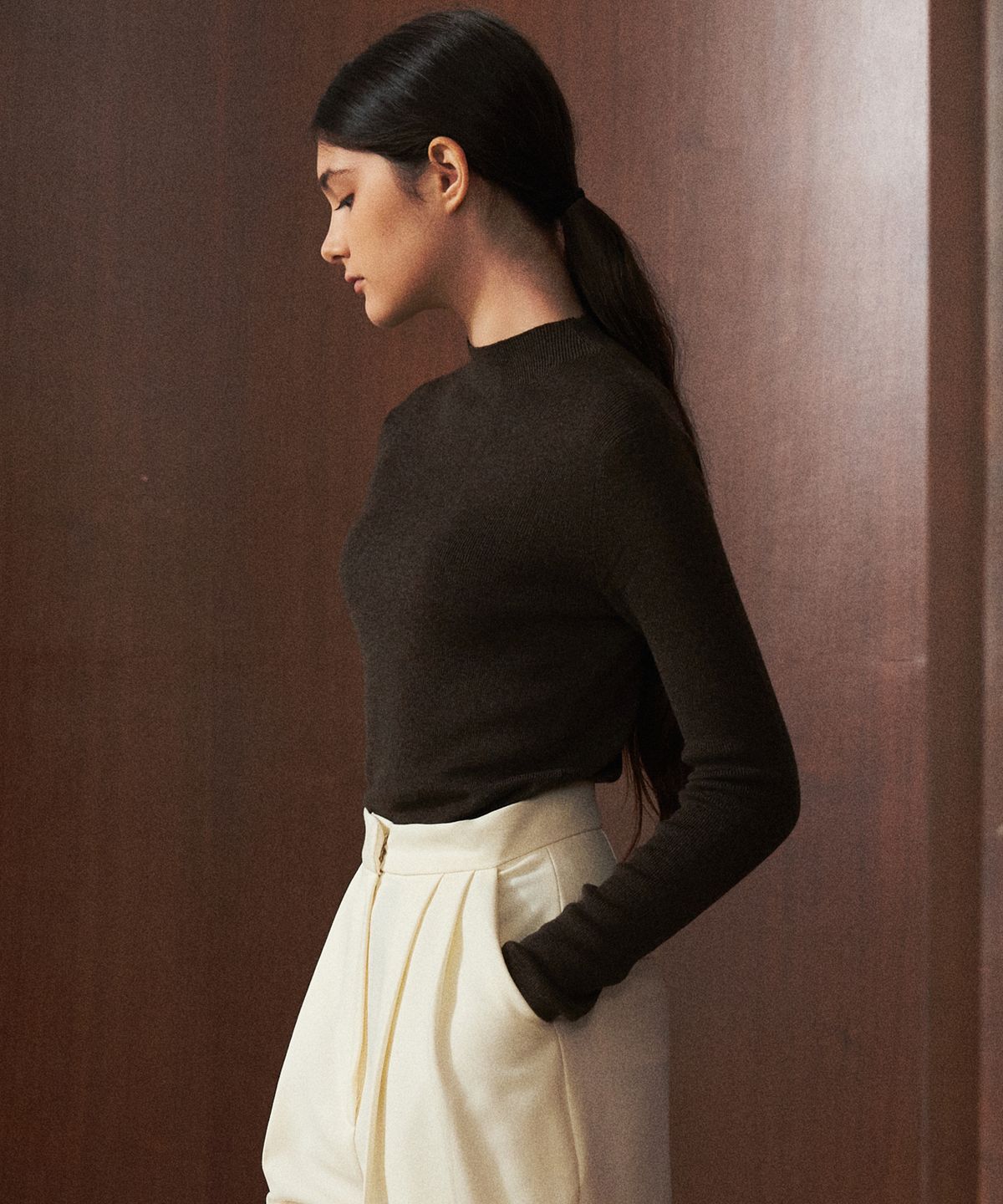랭5(LANG5) [YANNE] WOOL TURTLENECK KNIT [얀느] 울 터틀넥 니트_브라운