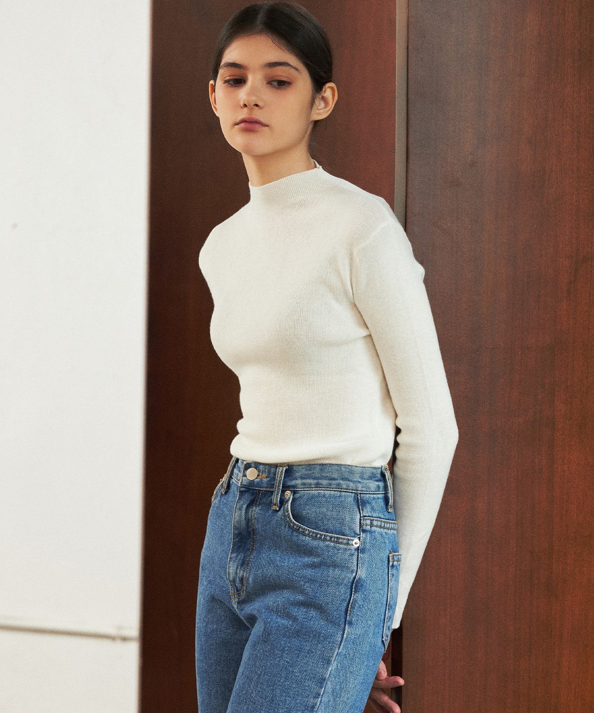 랭5(LANG5) [YANNE] WOOL TURTLENECK KNIT [얀느] 울 터틀넥 니트_화이트