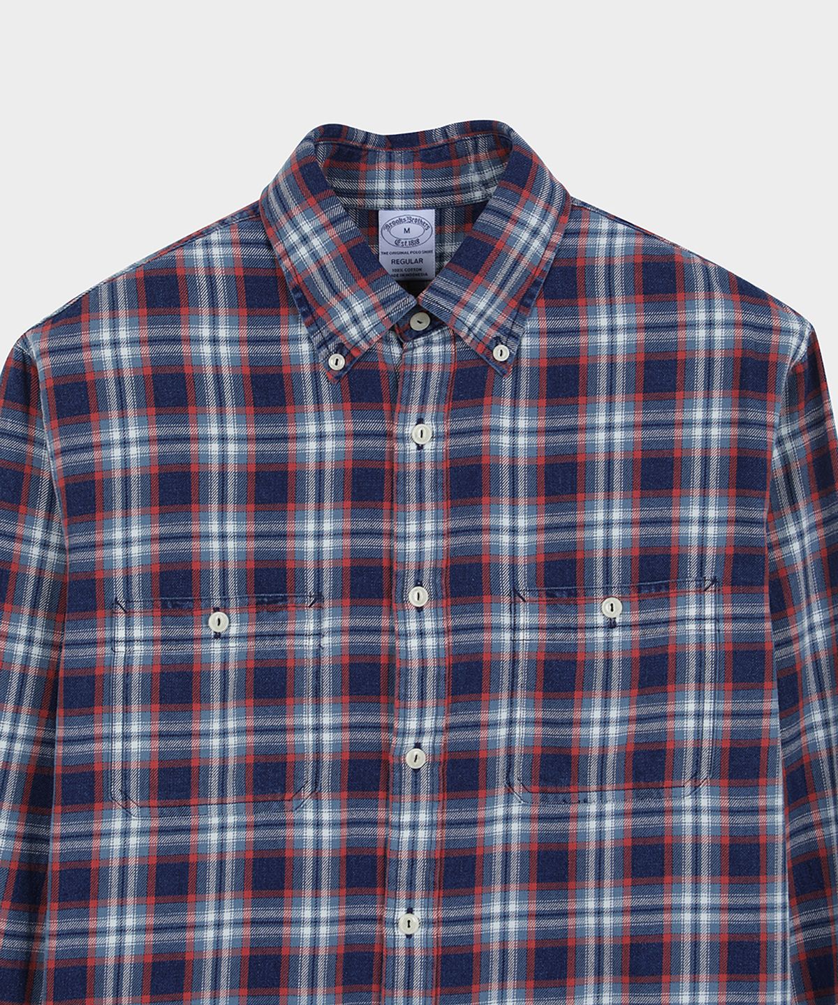 브룩스 브라더스(BROOKS BROTHERS) YD 체크 패턴 인디고 워크셔츠 (레드) (BBTHMM3765DEF)
