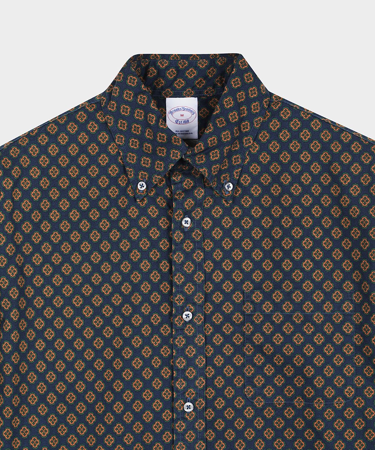 브룩스 브라더스(BROOKS BROTHERS) 프라이데이 옥스포드 풀라드 프린트 셔츠 (네이비) (BBTHMM3729QEF)