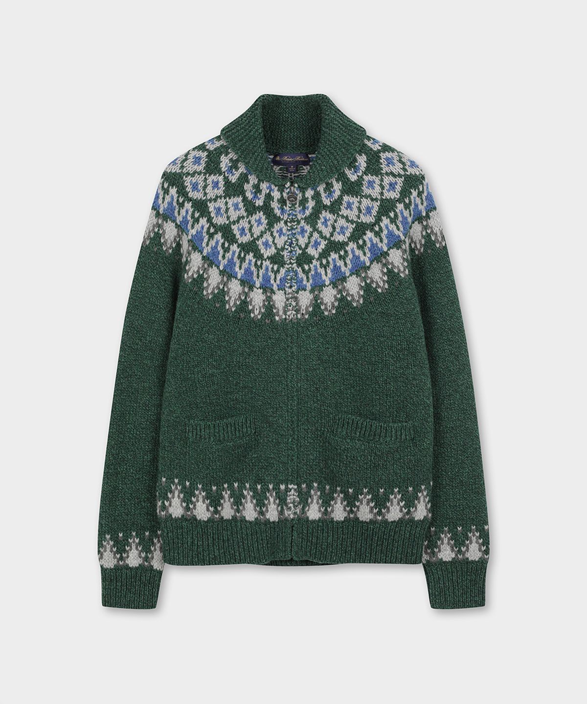 브룩스 브라더스(BROOKS BROTHERS) 아카이브 울 스키 코위찬 풀집스웨터 (그린) (BBWWMM3881JEW)