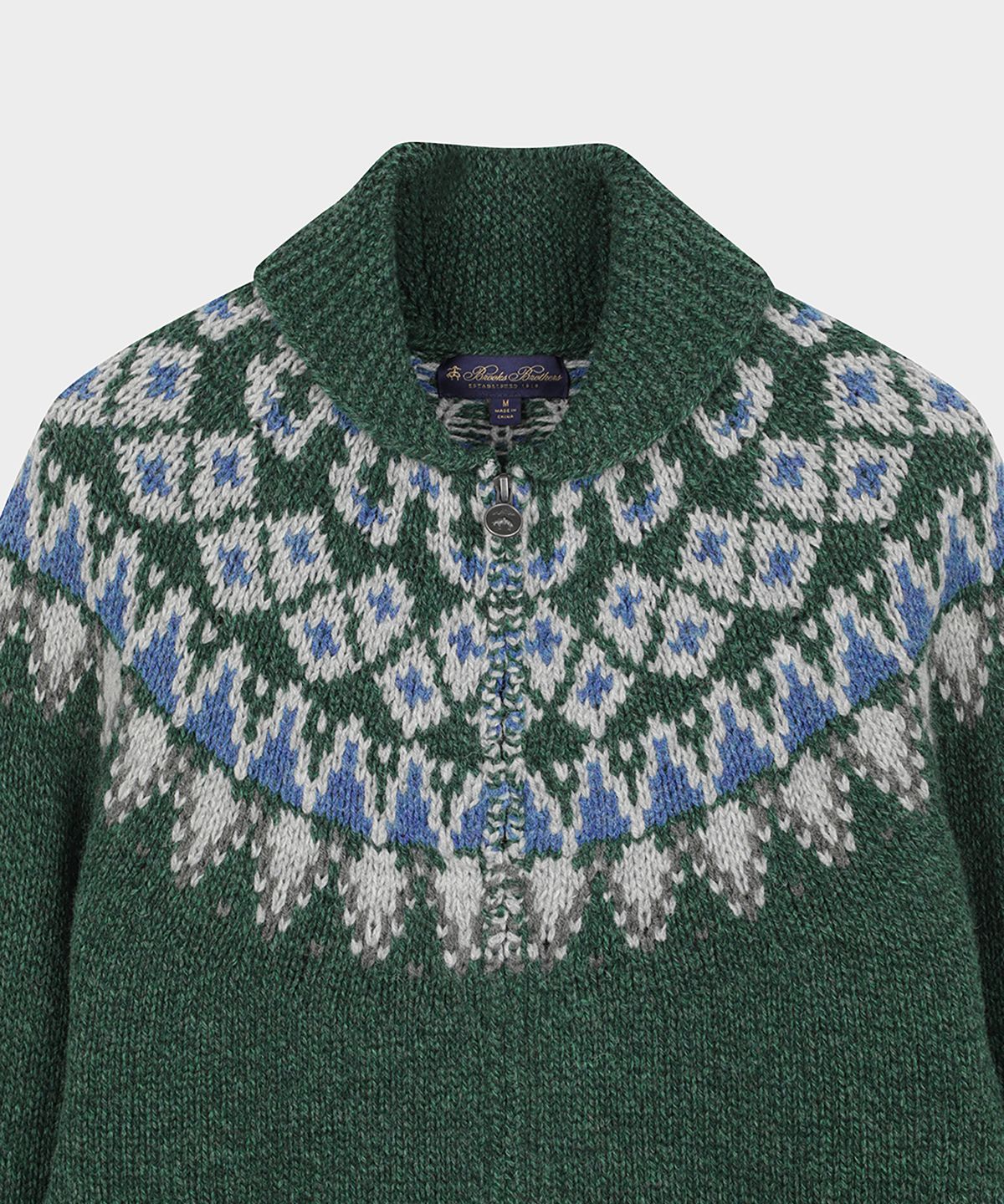 브룩스 브라더스(BROOKS BROTHERS) 아카이브 울 스키 코위찬 풀집스웨터 (그린) (BBWWMM3881JEW)