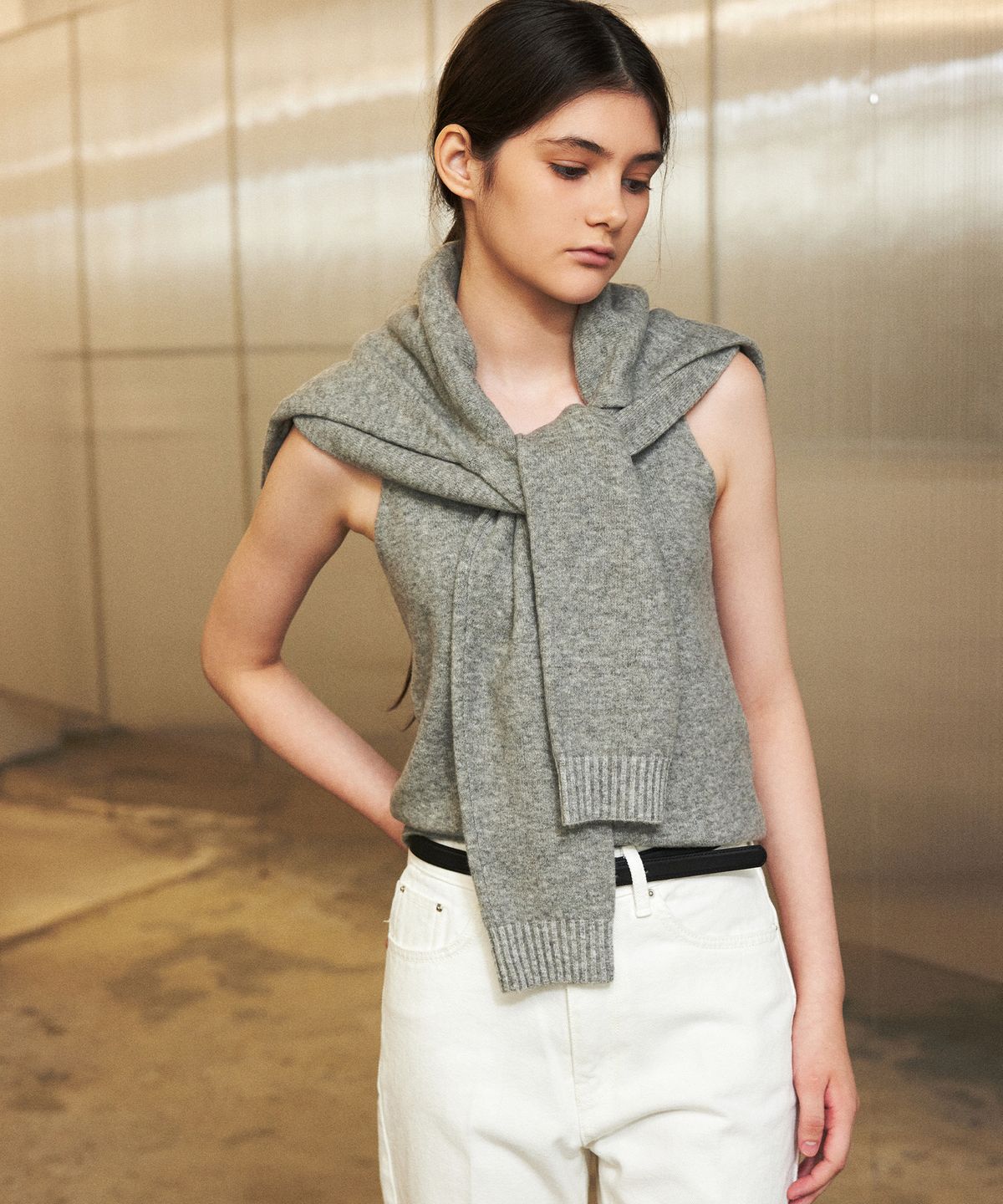 랭5(LANG5) [MUI] WOOL CARDIGAN SET [뮤이] 울 가디건 세트_그레이