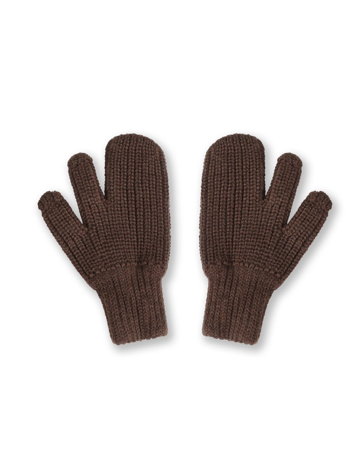 비슬로우(BESLOW) 3 FINGER WOOL BLENDED KNIT GLOVES BROWN