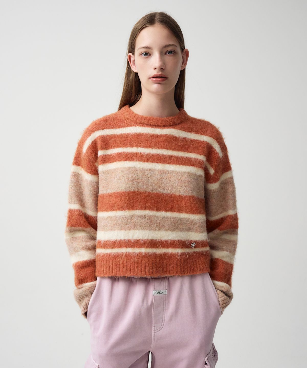 마리떼 프랑소와 저버(MARITHÉ + FRANҪOIS GIRBAUD) W HAIRY CROP STR SWEATER orange