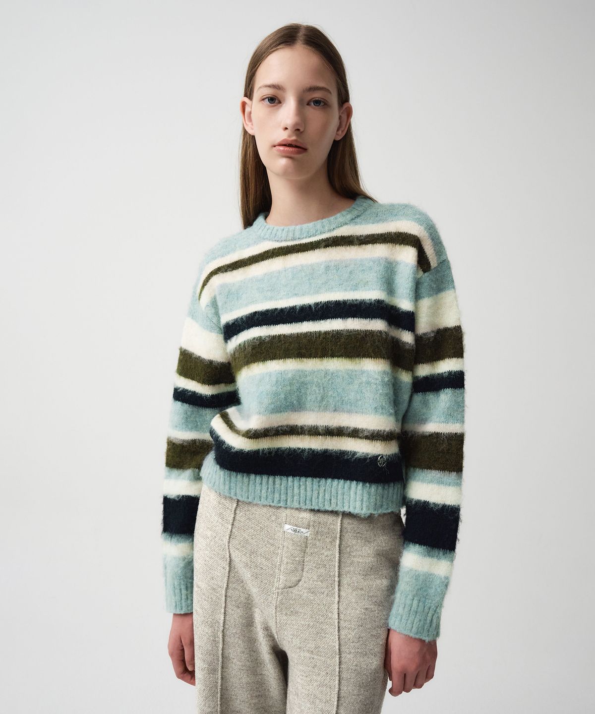 마리떼 프랑소와 저버(MARITHÉ + FRANҪOIS GIRBAUD) W HAIRY CROP STR SWEATER mint