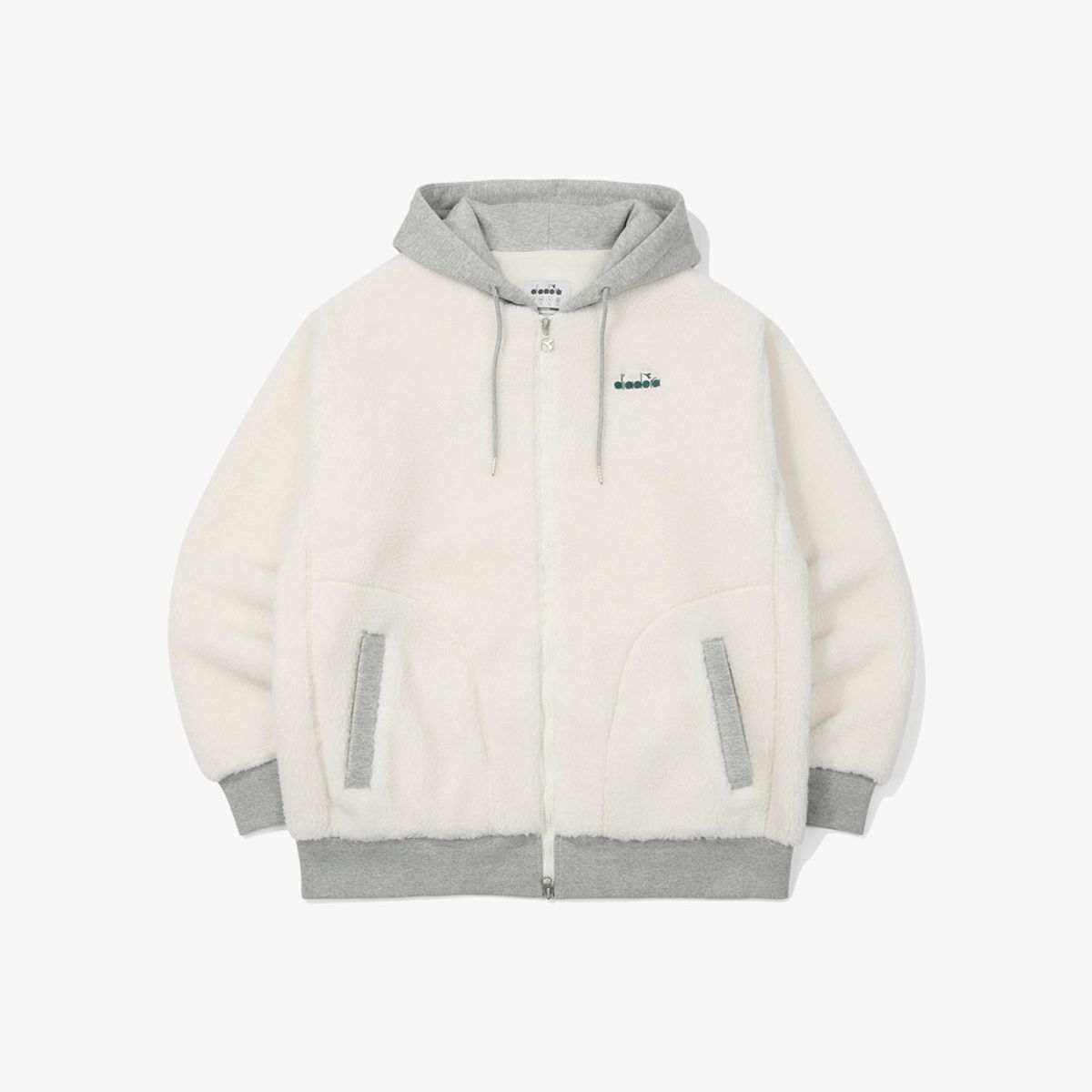 디아도라(diadora) 컴피 플리스 후드집업 OFF WHITE