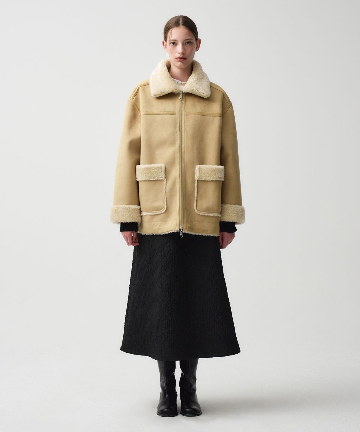 마리떼 프랑소와 저버(MARITHÉ + FRANҪOIS GIRBAUD) W QUILTED JACQUARD FULL SKIRT black