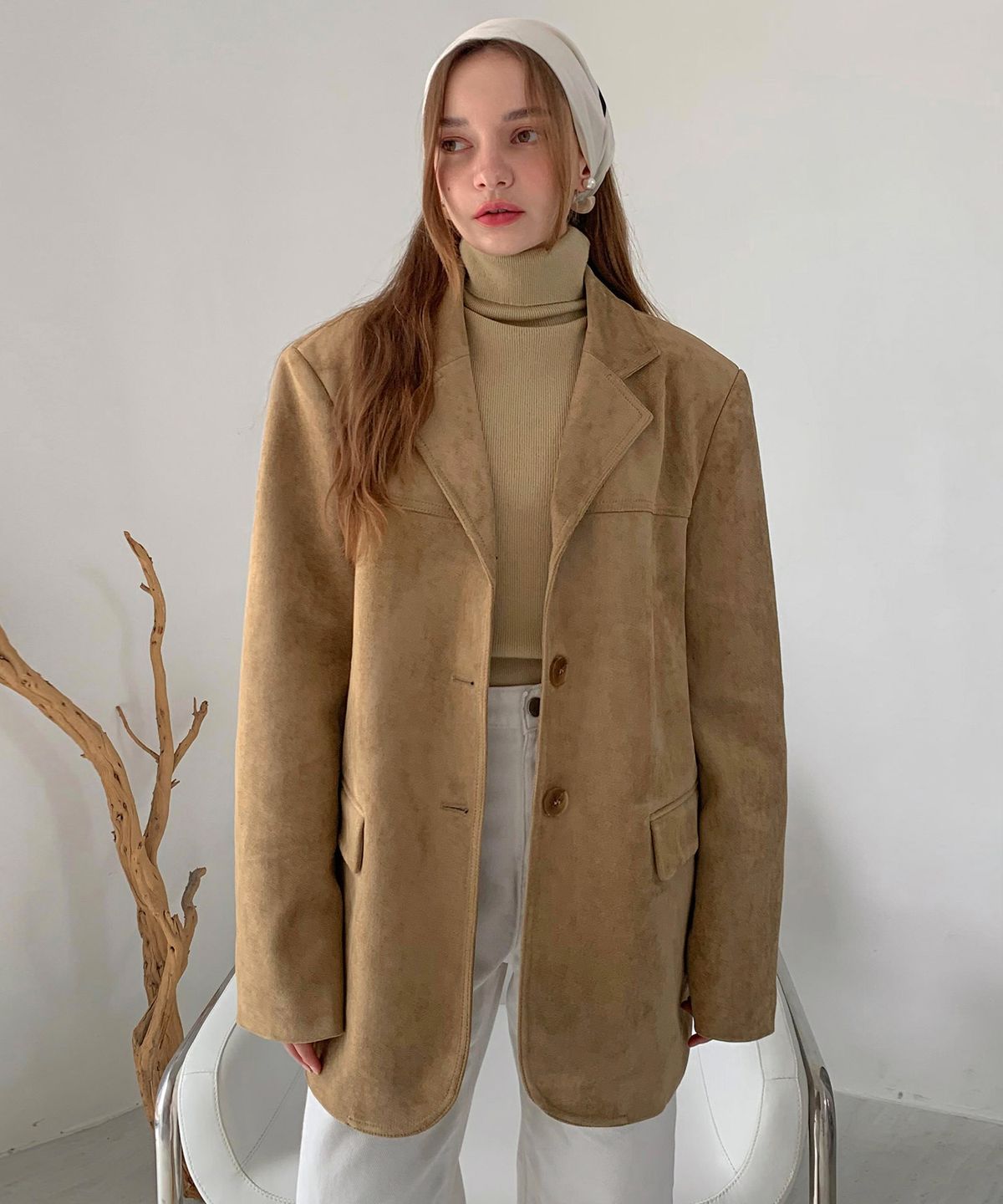 바스카라(VASCARA) Suede Single Button Half Jacket (2colors)