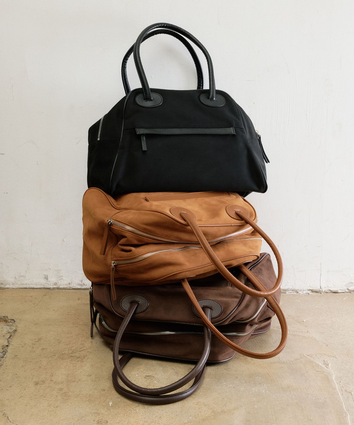 크리스틴프로젝트(CHRISTINE PROJECT) TWO ZIPPER BAG SUEDE ORIGINAL(BROWNIE)