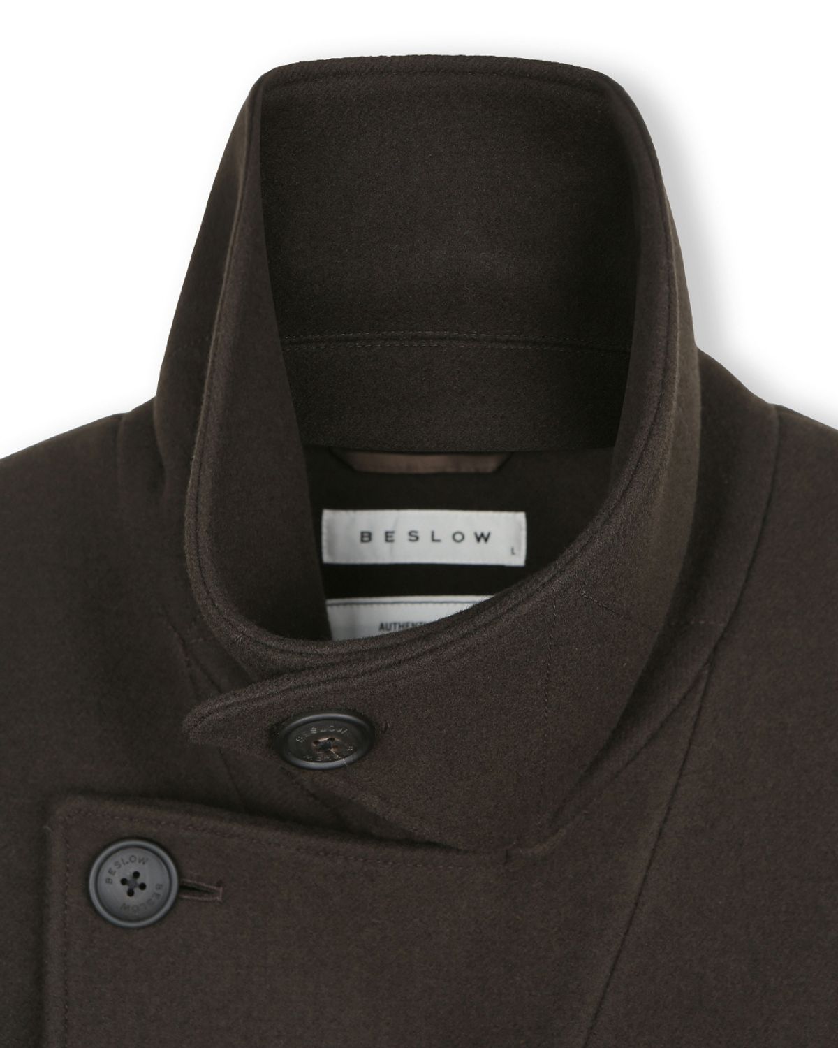 비슬로우(BESLOW) OVERSIZED PEA COAT DARK BROWN