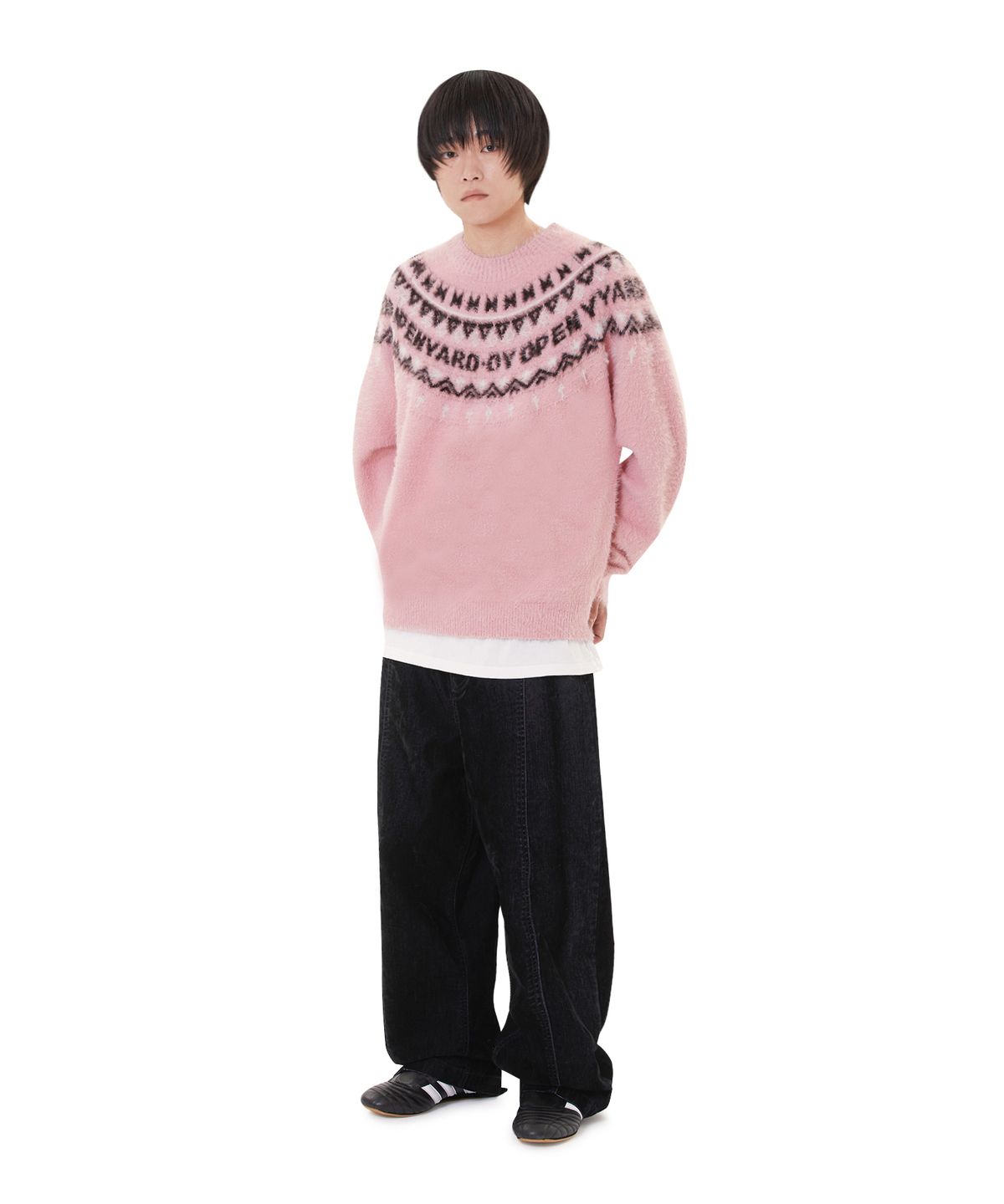 오픈야드(오와이)(OPENYARD(OY)) NORDIC LOGO HAIRY KNIT - PINK