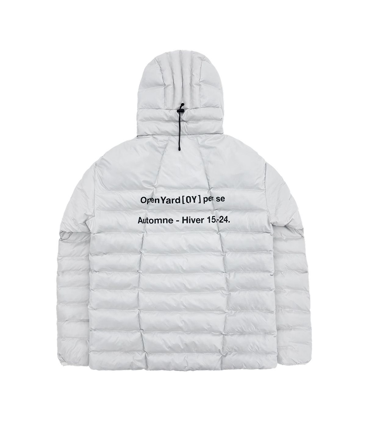 오픈야드(오와이)(OPENYARD(OY)) CURVED ZIPPER LIGHTWEIGHT PUFFER JACKET - GLOSSY LIGHT GREY