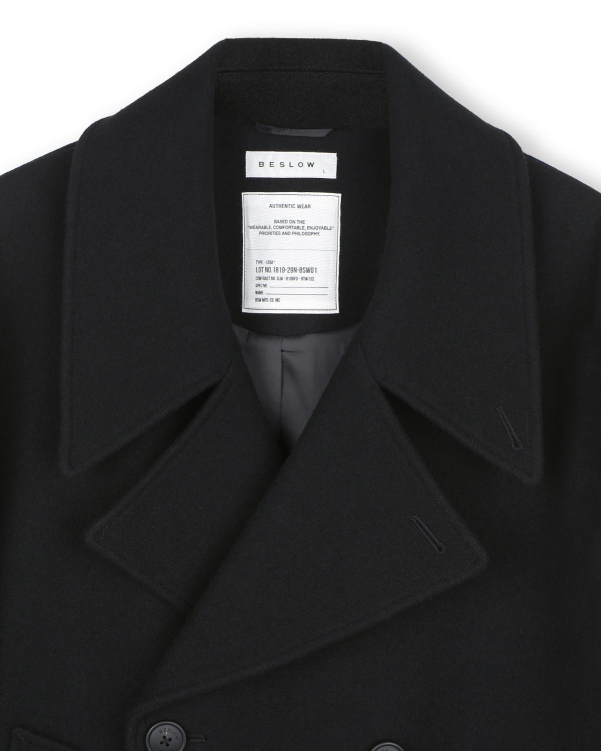 비슬로우(BESLOW) OVERSIZED PEA COAT BLACK
