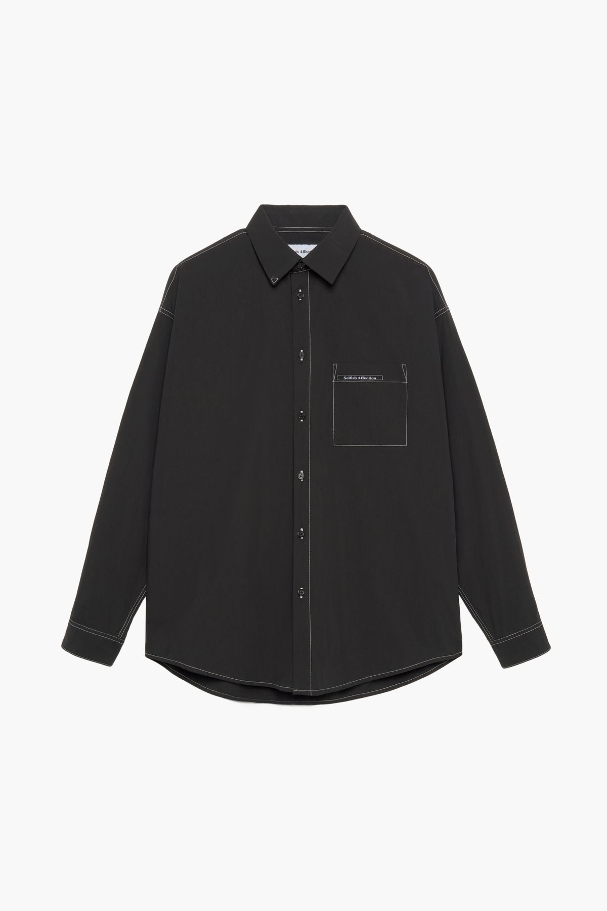 셀피시어펙션(SELFISHAFFECTION) Contrast Stitch Oversized Shirt (Black)