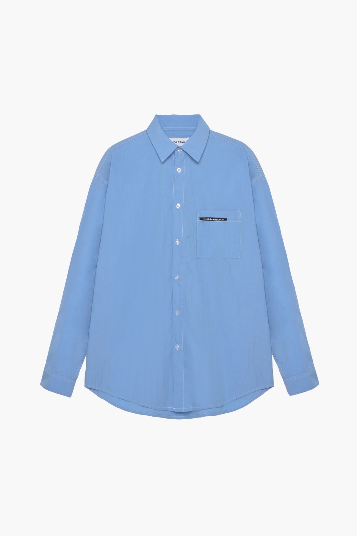 셀피시어펙션(SELFISHAFFECTION) Contrast Stitch Oversized Shirt (Blue)