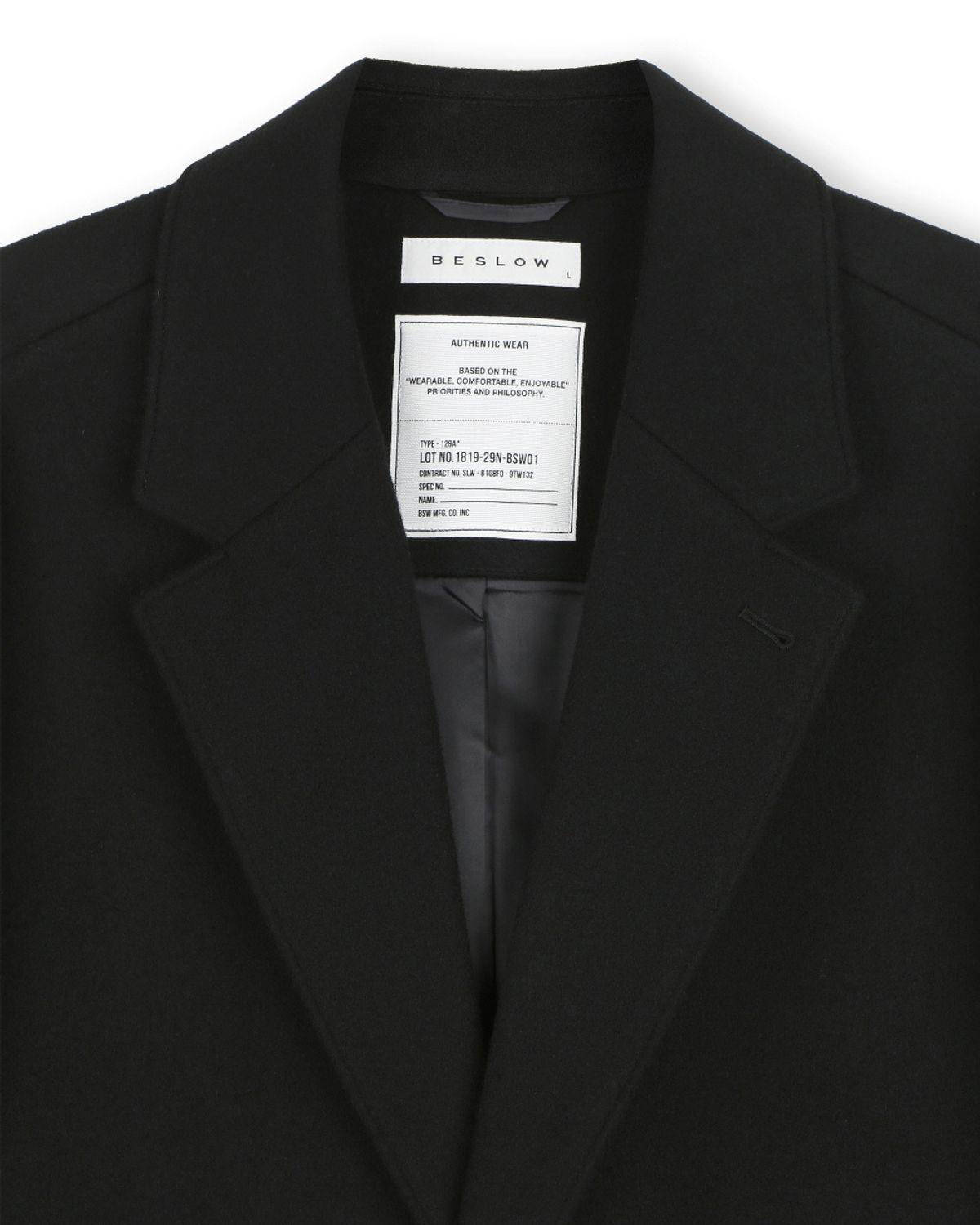비슬로우(BESLOW) OVERSIZED CASHMERE SINGLE COAT BLACK