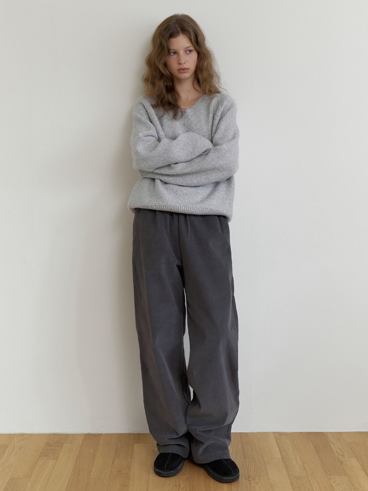 더미튼(THEMITTEN) Corduroy banding pants (charcoal)