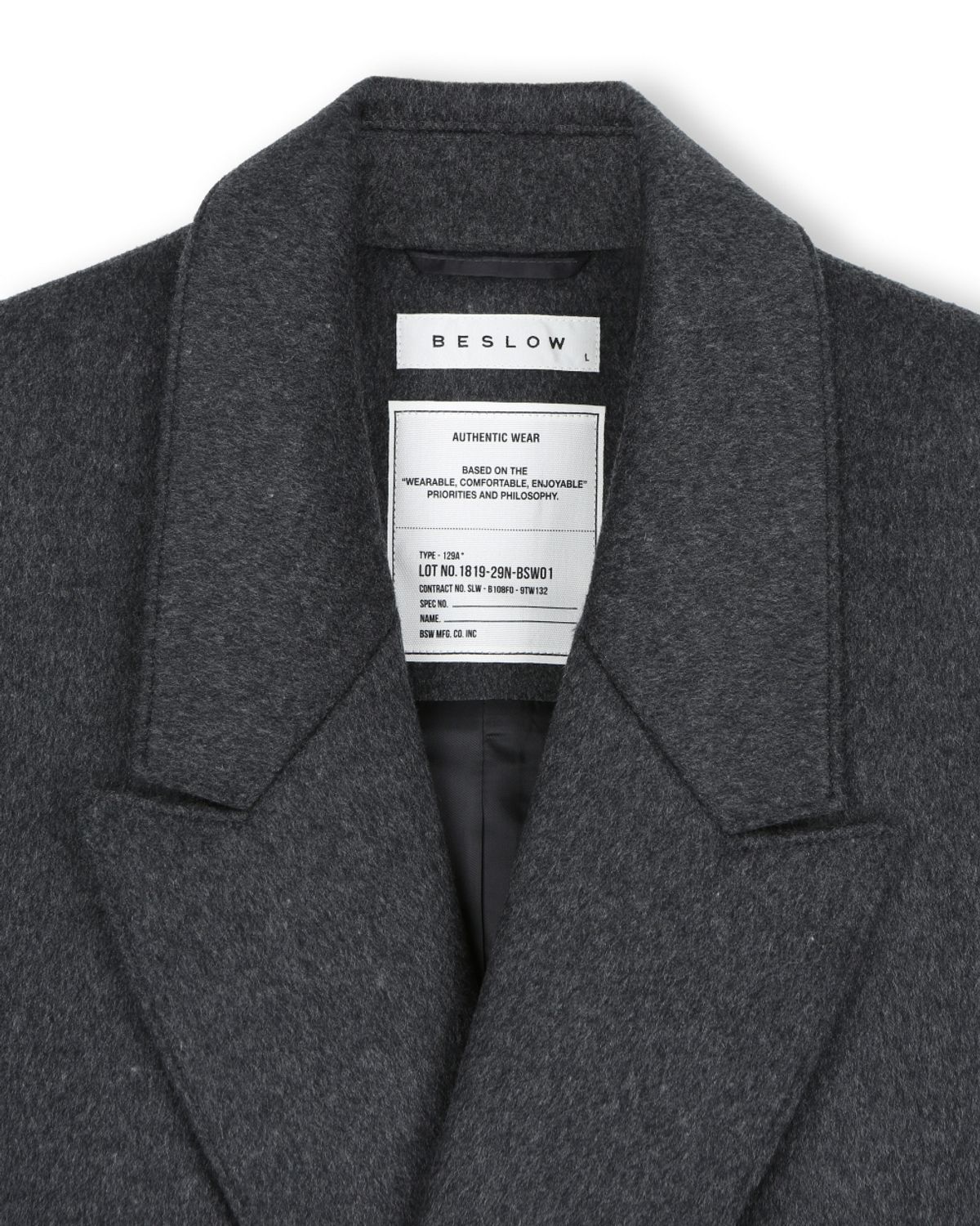 비슬로우(BESLOW) OVERSIZED CASHMERE DOUBLE BREASTED COAT MELANGE CHARCOAL