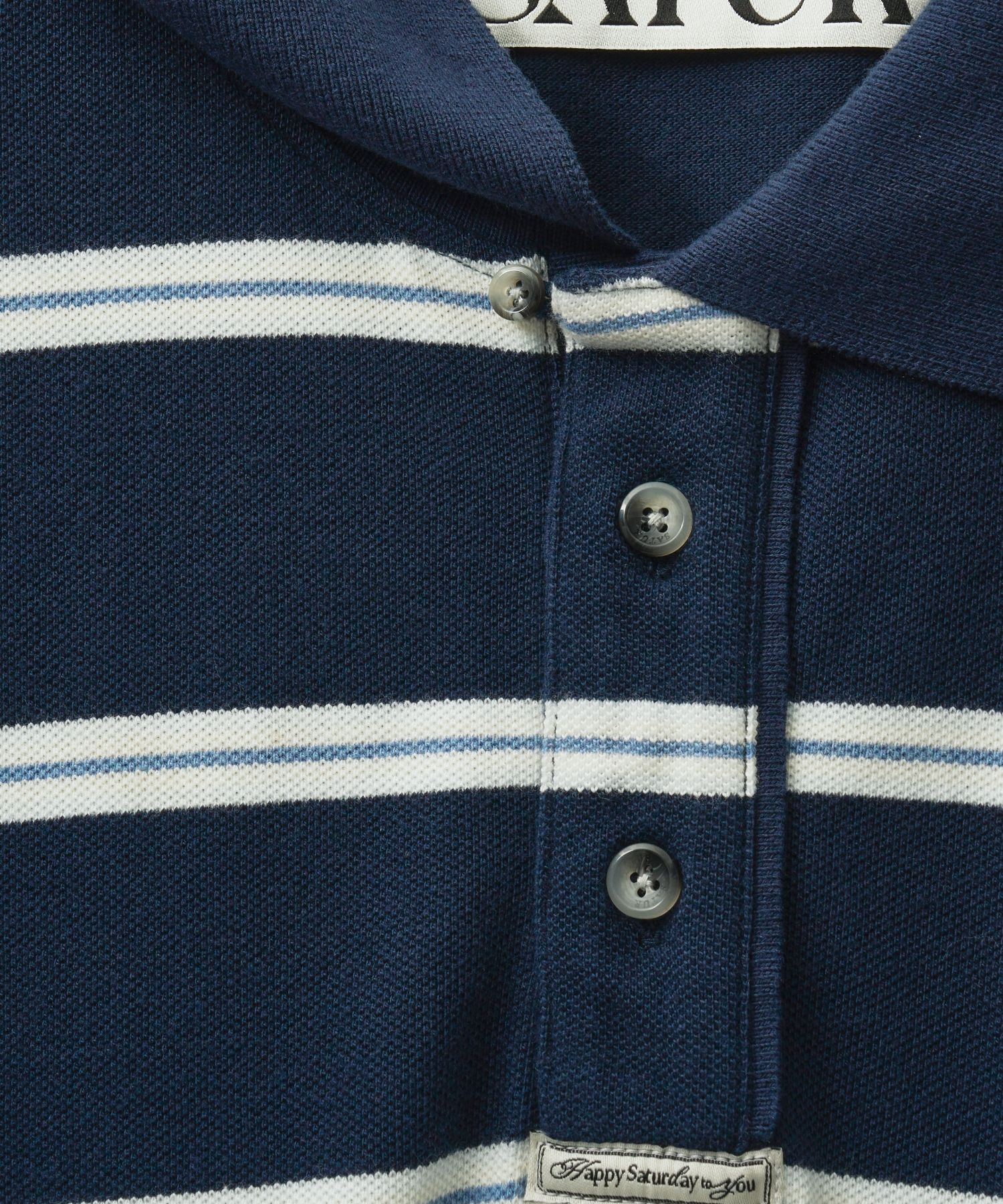 【SATUR】人気 / 男女兼用 ★ Stripe Pique Polo Long Sleeve ★ ☆SATUR☆Stripe Pique Polo Long Sleeve