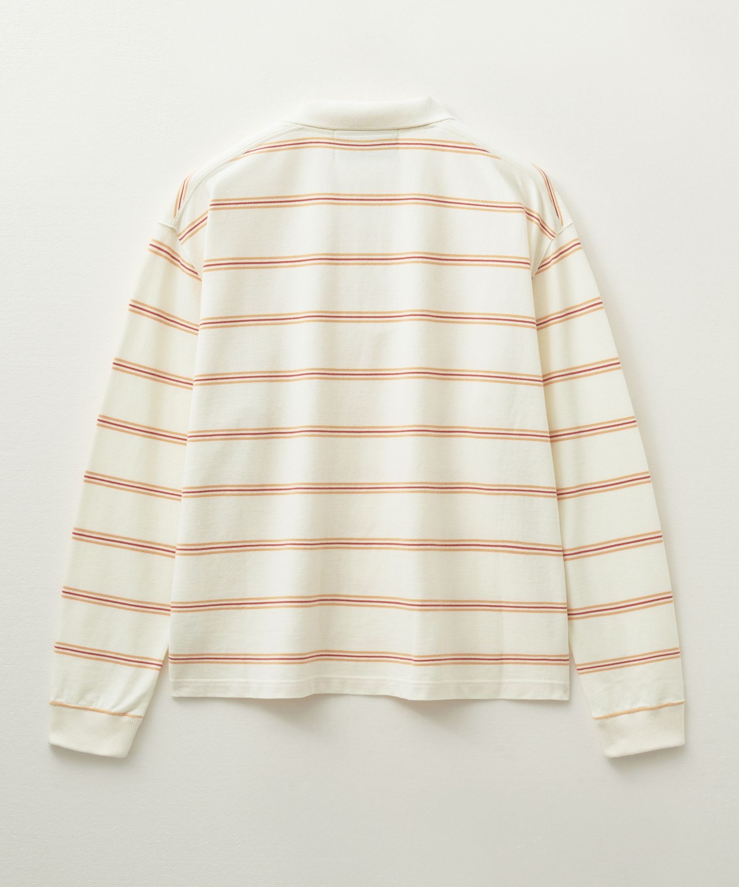 MUSINSA | SATUR Striped Pique Polo Long Sleeve Ivory