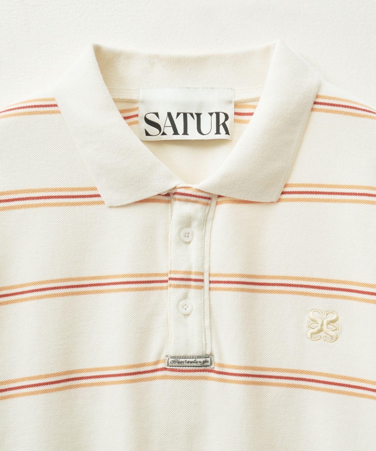 ◆SATUR◆ Striped Pique Polo Long Sleeve Ivory SA243MLS05IV MUSINSA | SATUR Striped Pique Polo Long Sleeve Ivory