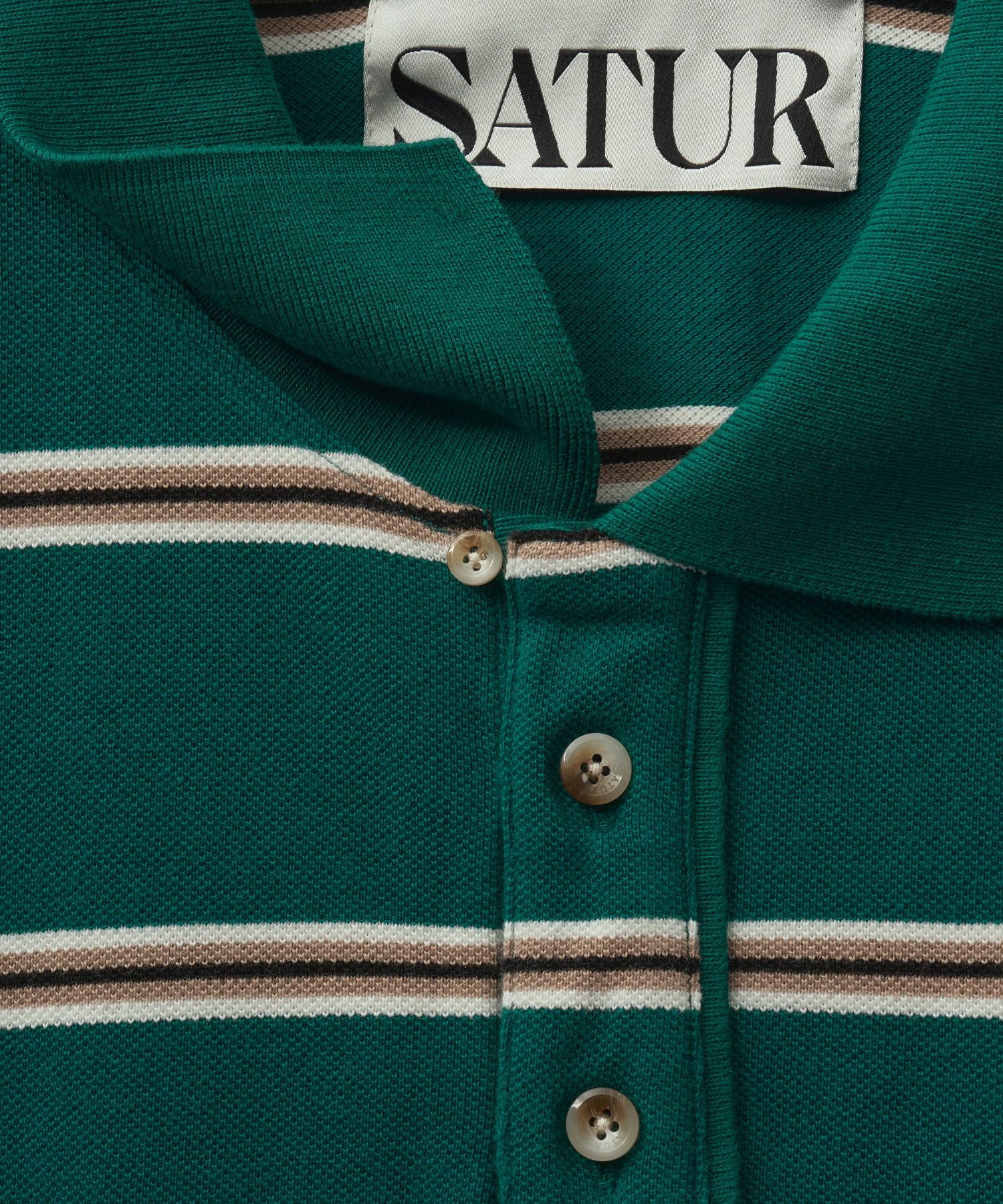 ★人気★【SATUR】★All Day Basic Pique Polo Long Sleev.e★ MUSINSA | SATUR Striped Pique Polo Long Sleeve Deep Green
