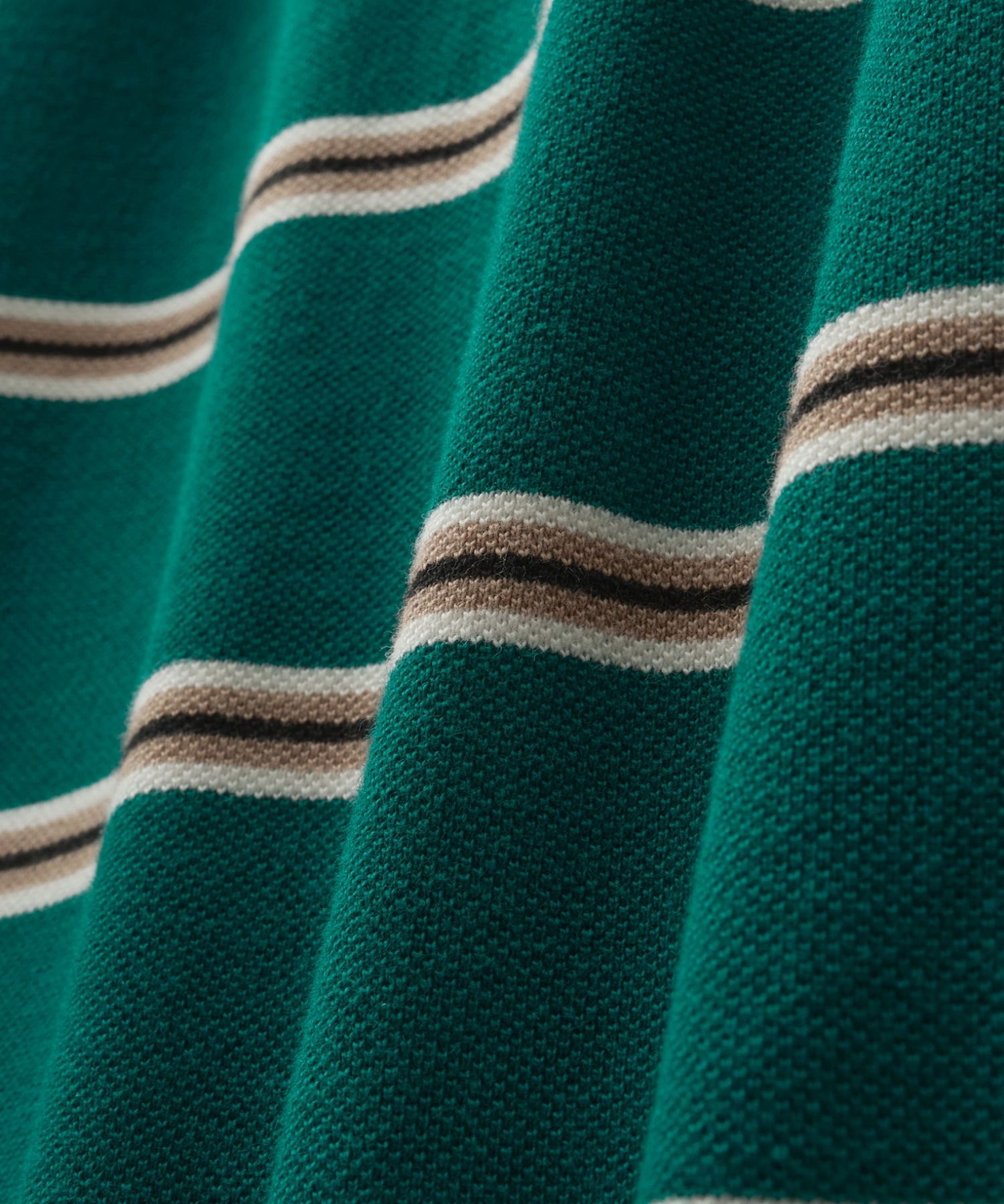 MUSINSA | SATUR Striped Pique Polo Long Sleeve Deep Green