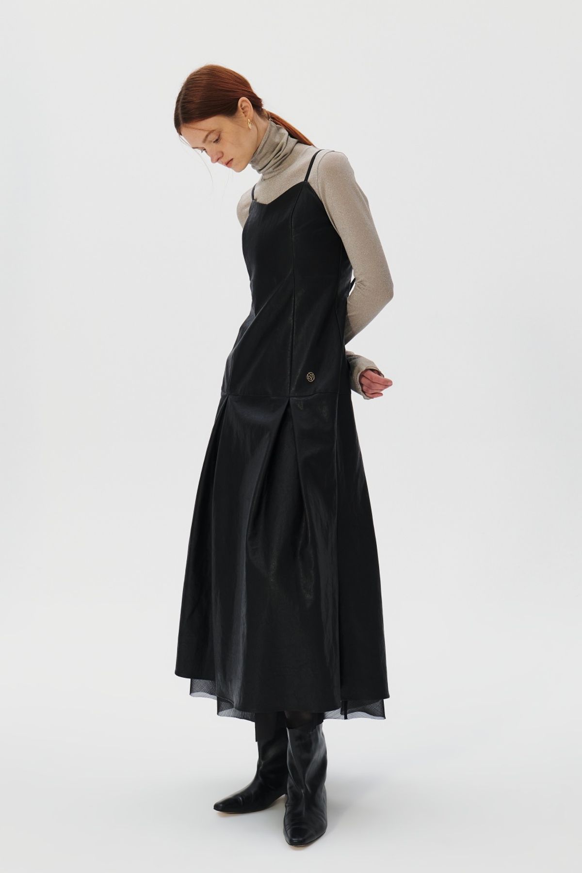 쿠메(KUMÉ) Faux Leather Bustier Dress