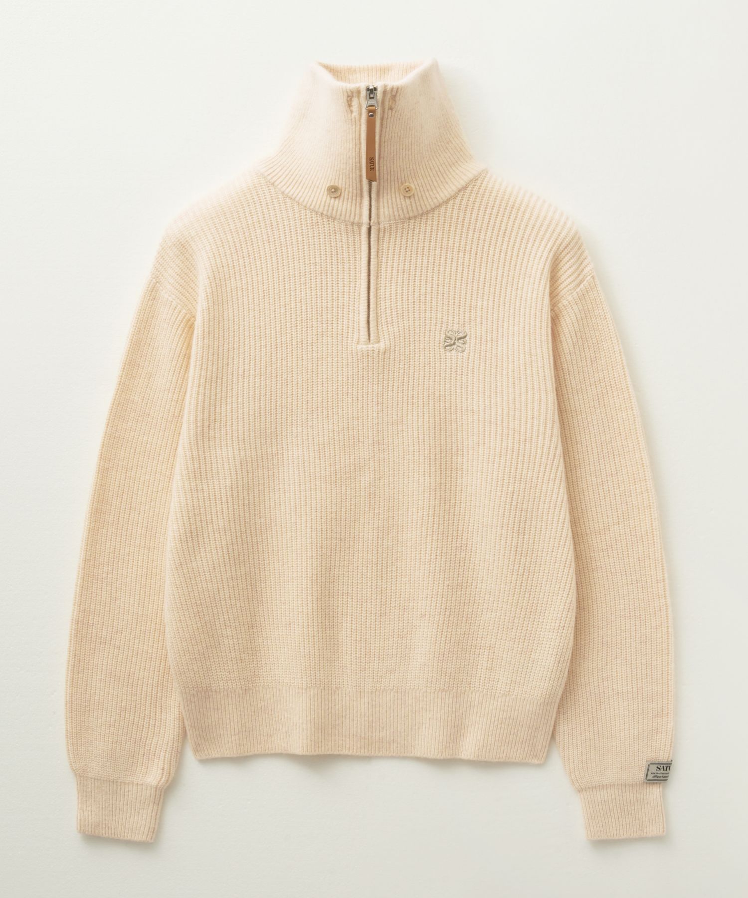 【SATUR】 Button Up Sailor Half Knit Zip-up /追跡付 MUSINSA | SATUR Button up sailor half knit zip-up charcoal