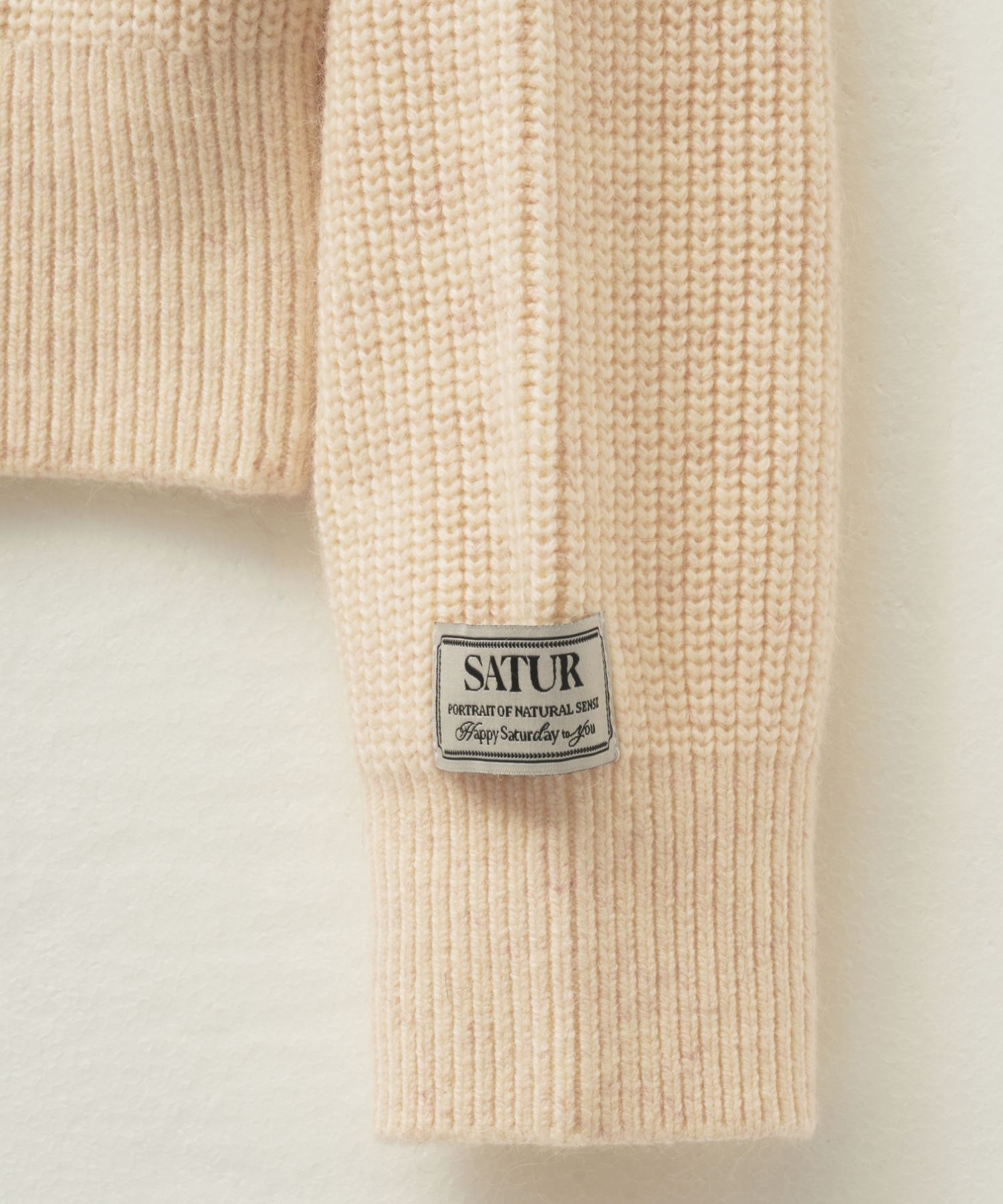 MUSINSA | SATUR Button up sailor half knit zip-up cream