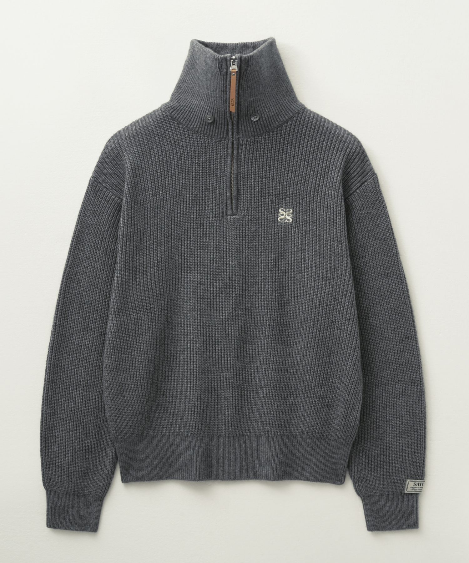 【SATUR】 Button Up Sailor Half Knit Zip-up /追跡付 MUSINSA | SATUR Button up sailor half knit zip-up charcoal