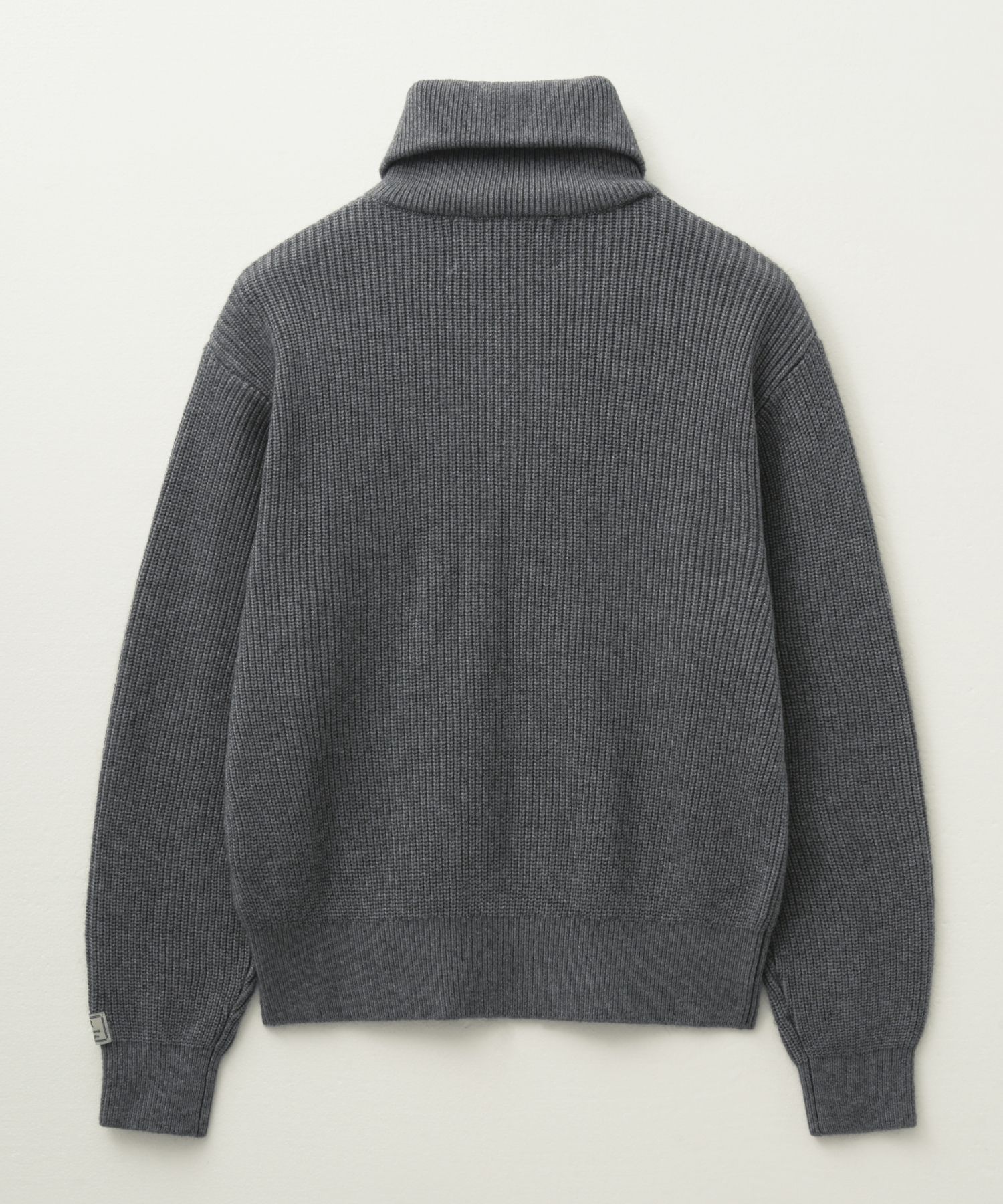 MUSINSA | SATUR Button up sailor half knit zip-up charcoal