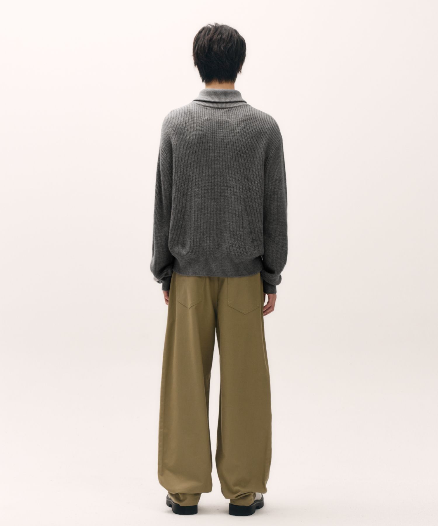 【SATUR】 Button Up Sailor Half Knit Zip-up /追跡付 MUSINSA | SATUR Button up sailor half knit zip-up charcoal